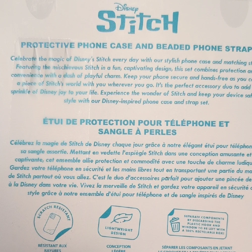 Disney Stitch iPhone 15 Pro Max Case with Beaded Strap - Blue and Pink